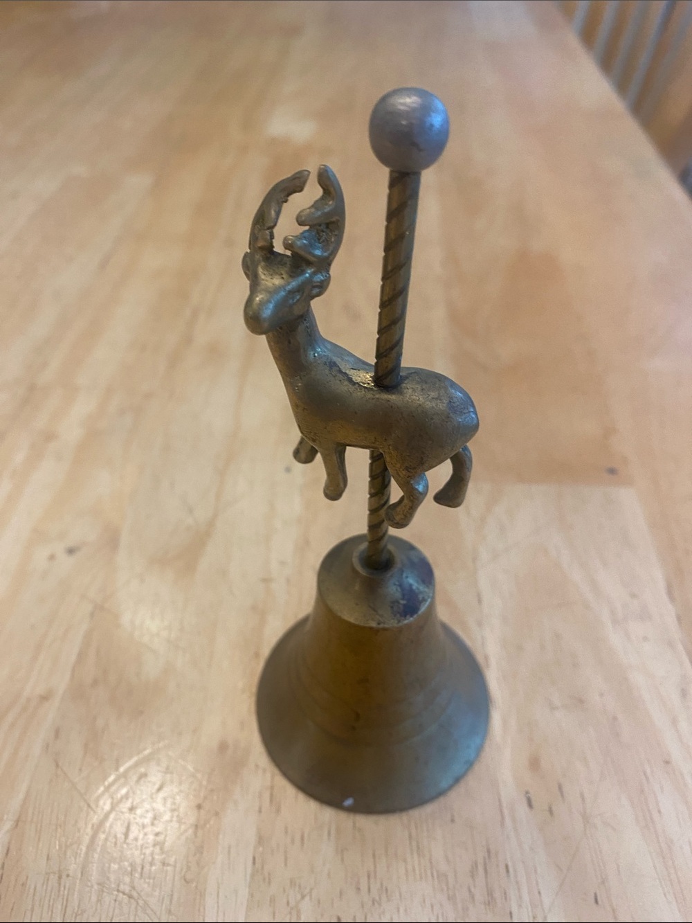 Vintage Brass Reindeer Table Bell